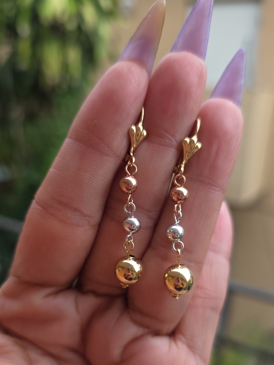 Jewelry - THREE tone gold filled earrings